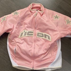 Iicon light pink star motorcycle jacket
